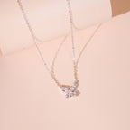 ELVORIA Lynn Butterfly Moissanite Necklace 4mm – Platinum Plated 925 Sterling Silver (GRA Certified)