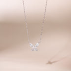 ELVORIA Lynn Butterfly Moissanite Necklace 4mm – Platinum Plated 925 Sterling Silver (GRA Certified)