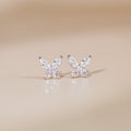 ELVORIA Lynn Butterfly Moissanite Earrings 3mm – Platinum Plated 925 Sterling Silver