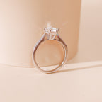 ELVORIA 6.5mm Moissanite Ring GRA ELVDA143 – Platinum Plated 925 Sterling Silver