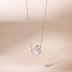ELVORIA Alina Swan Necklace – Platinum Plated 925 Sterling Silver