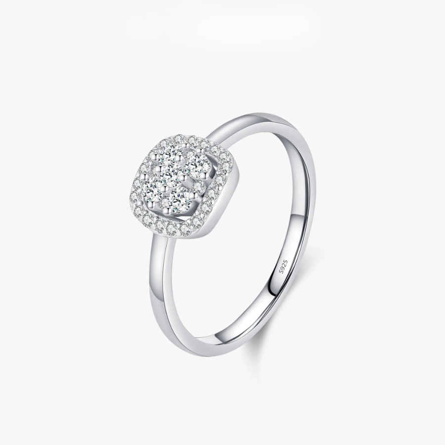 Sparkling Pave Moissanite Ring – 925 Sterling Silver