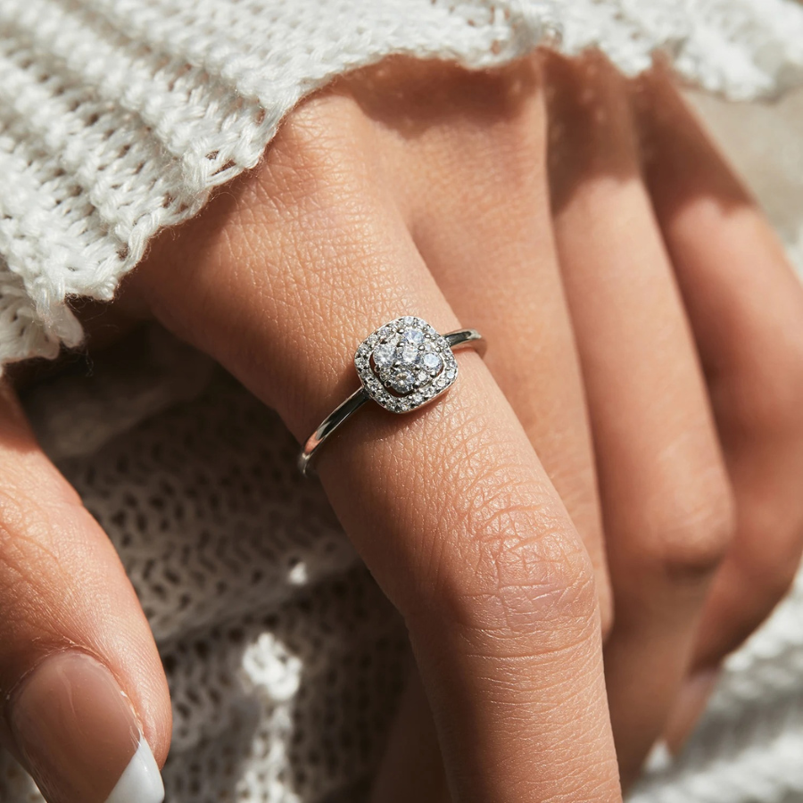 Sparkling Pave Moissanite Ring – 925 Sterling Silver