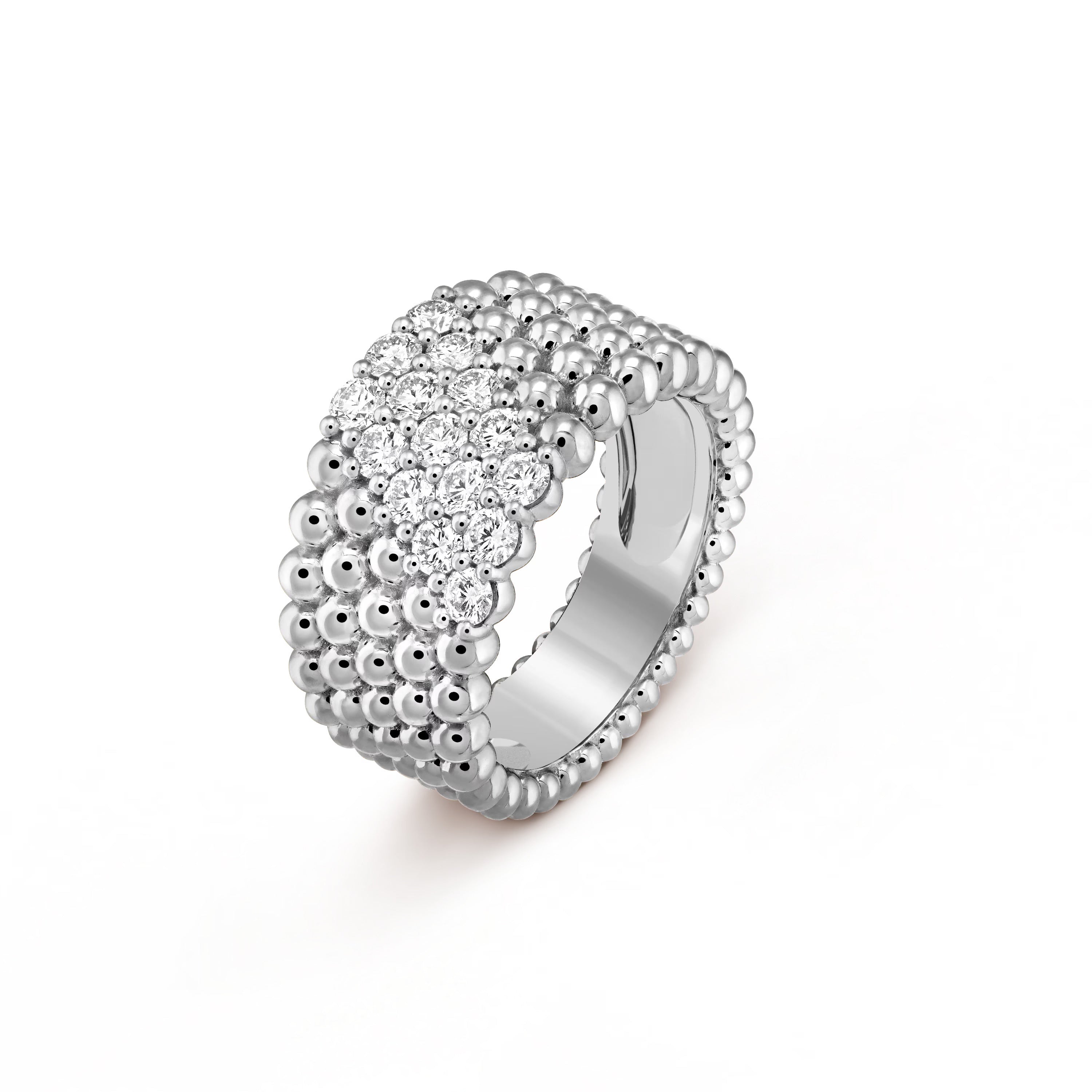 18K Celestial Perl̩e Diamonds Five Rows Ring