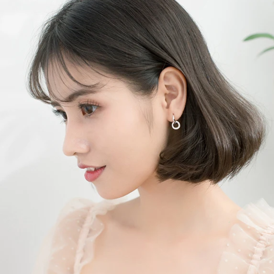 Sparkling CZ Hoop Earrings – 925 Sterling Silver Circle Earrings