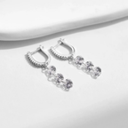 Sparkling Clear CZ Swing Dangle Earrings – 925 Sterling Silver