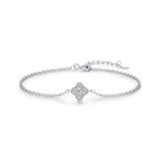 Lucky Four Leaf Clover CZ Bracelet – 925 Sterling Silver