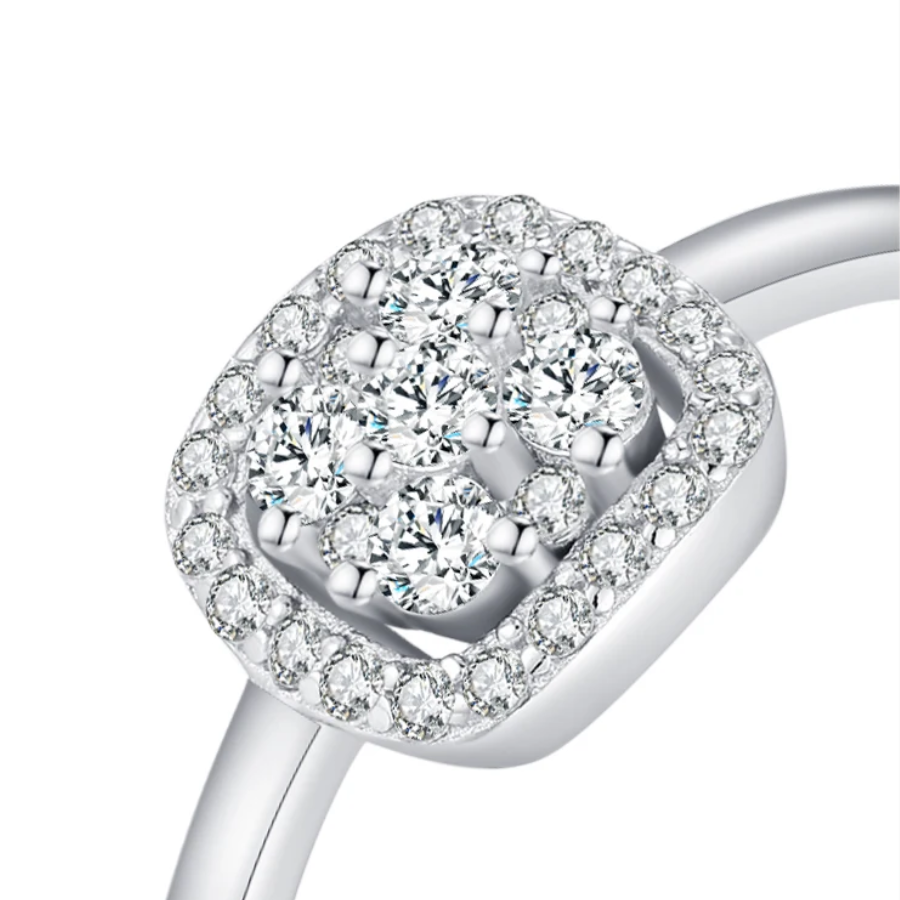 Sparkling Pave Moissanite Ring – 925 Sterling Silver