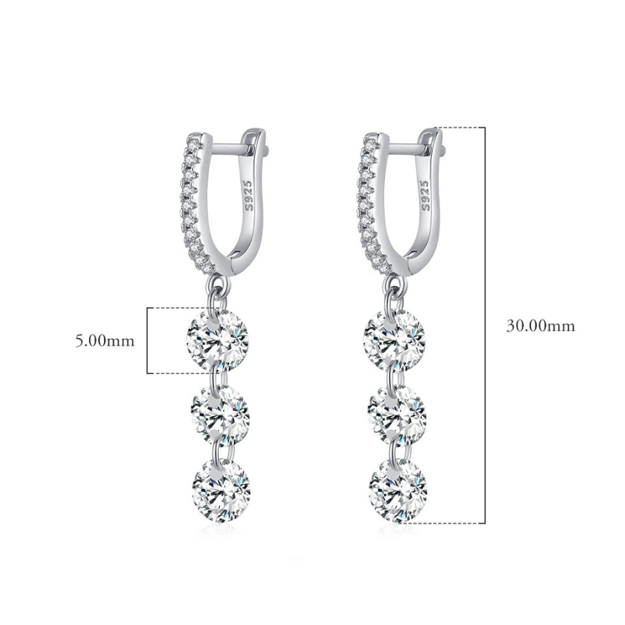 Sparkling Clear CZ Swing Dangle Earrings – 925 Sterling Silver