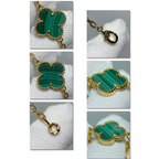 18K Celestial Vintage Alhambra Malachite 10 Motifs Necklace