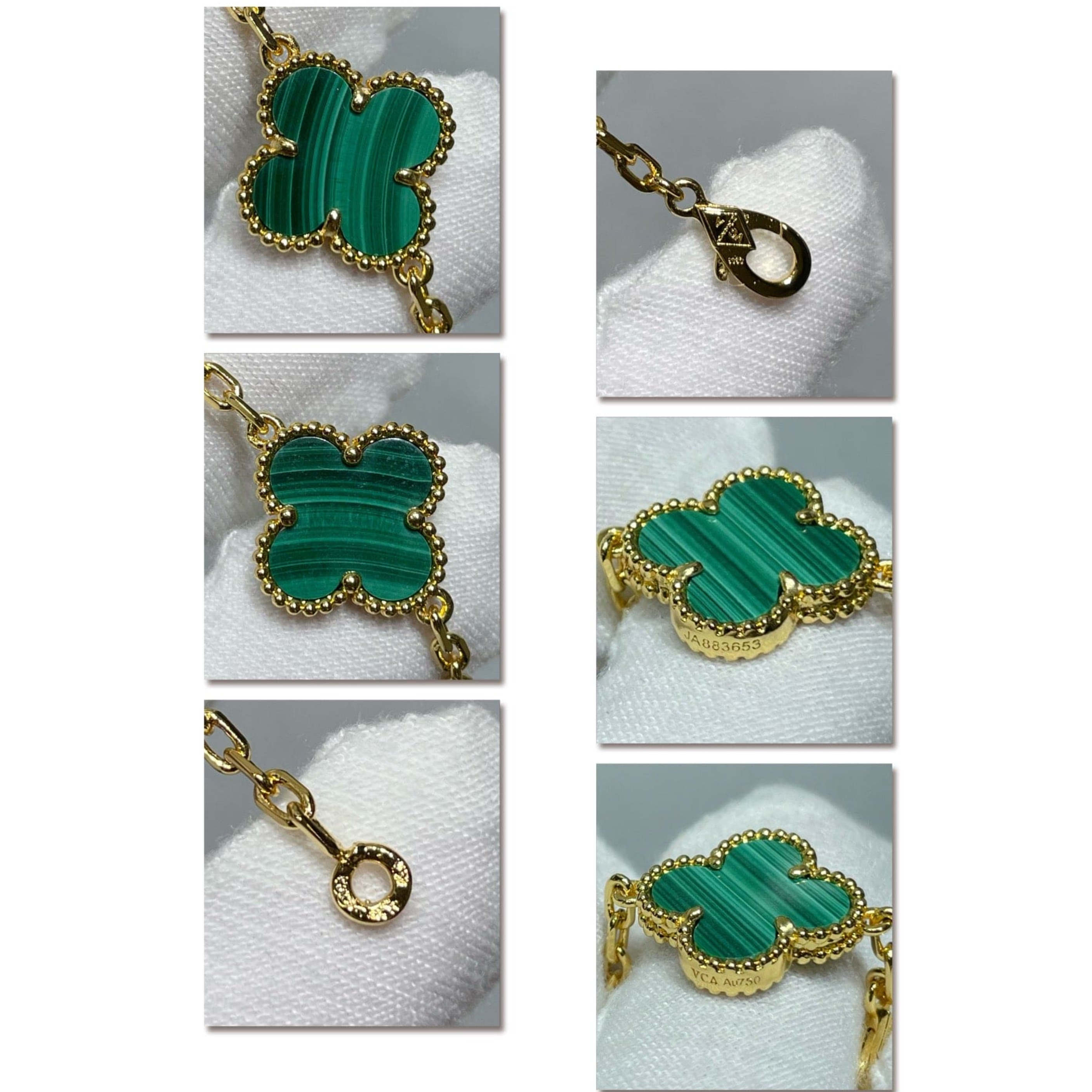 18K Celestial Vintage Alhambra Malachite 10 Motifs Necklace
