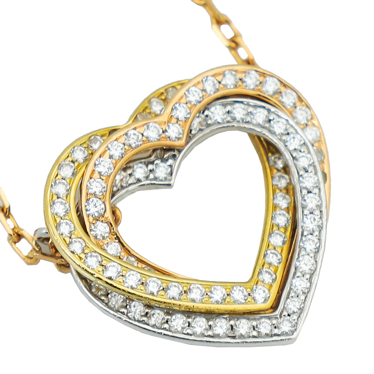 18K Celestial Trinity Heart Full Diamond Necklace