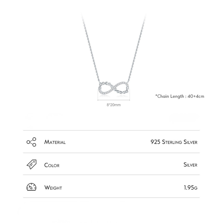 Romantic Infinite Love CZ Necklace – Solid 925 Sterling Silver Pendant