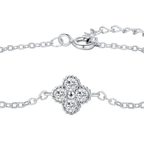 Lucky Four Leaf Clover CZ Bracelet – 925 Sterling Silver
