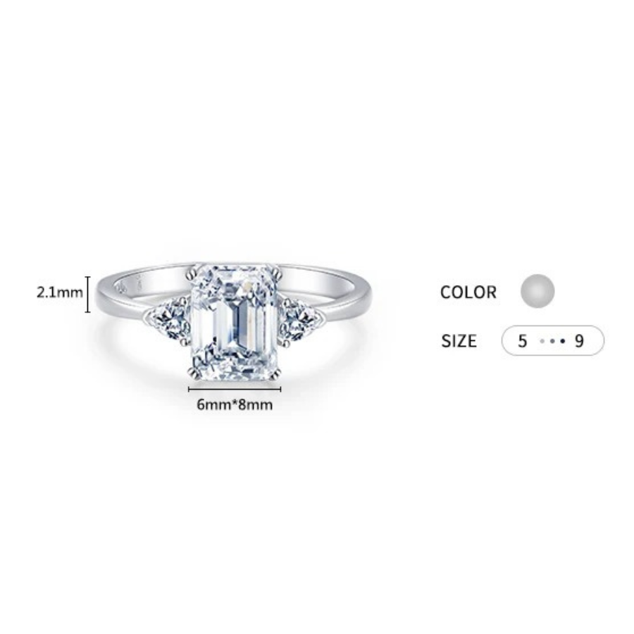 Elegant Emerald Cut CZ Ring – 925 Sterling Silver