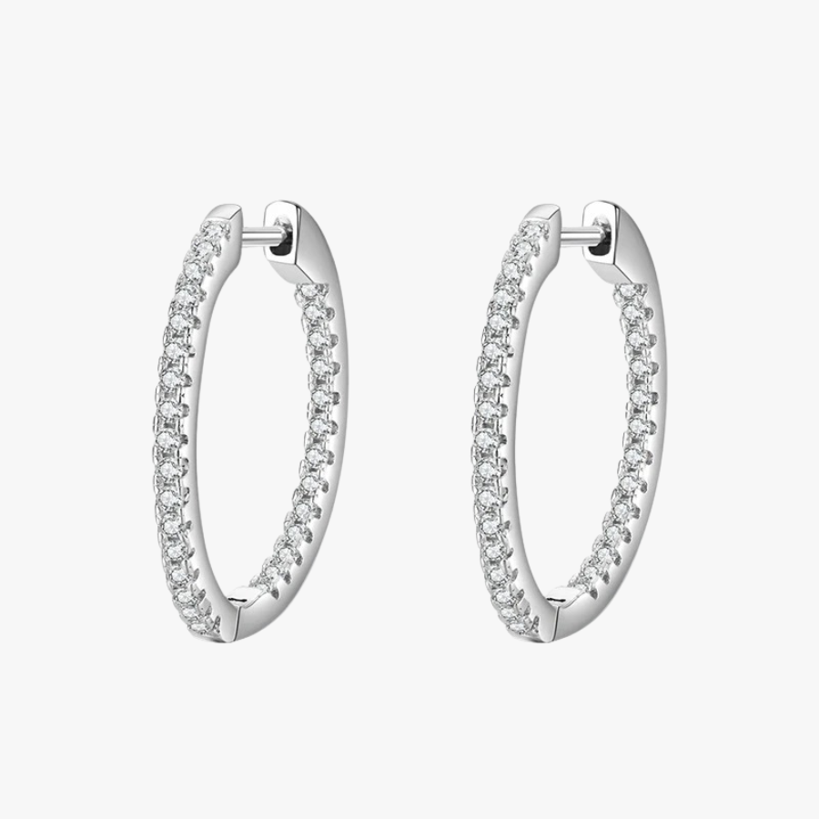 Classic Clear CZ Hoop Earrings – 925 Sterling Silver