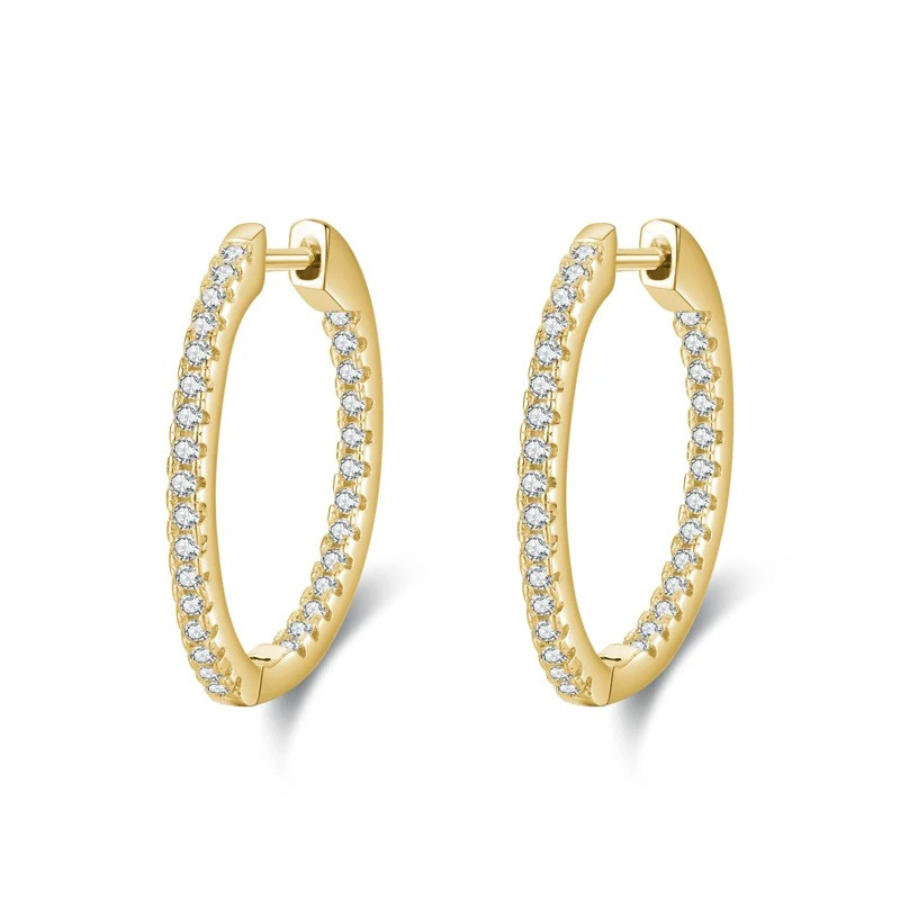Classic Clear CZ Hoop Earrings – 925 Sterling Silver