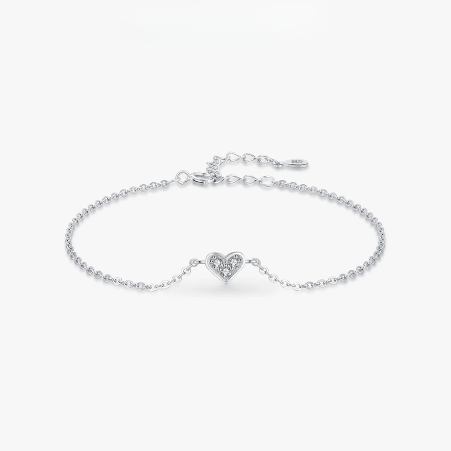 Elegant Heart Crystal Bracelet – 925 Sterling Silver
