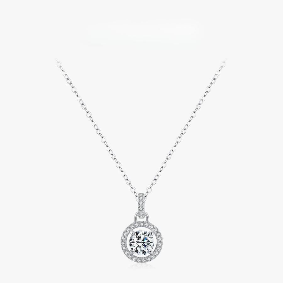 D Color 1 Carat Moissanite Pendant Necklace – Elegant 925 Sterling Silver Jewelry