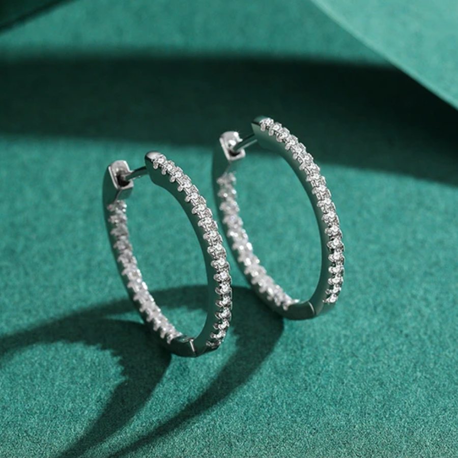 Classic Clear CZ Hoop Earrings – 925 Sterling Silver