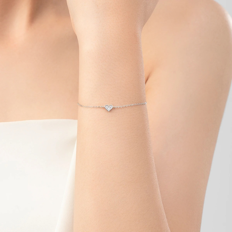 Elegant Heart Crystal Bracelet – 925 Sterling Silver