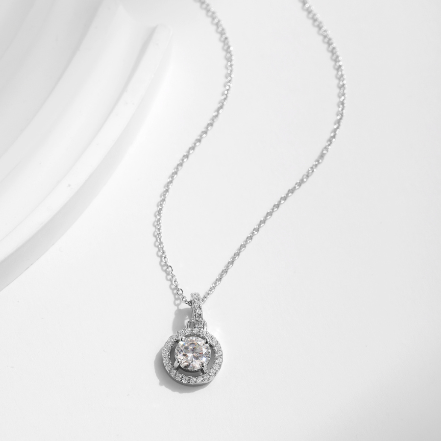 D Color 1 Carat Moissanite Pendant Necklace – Elegant 925 Sterling Silver Jewelry
