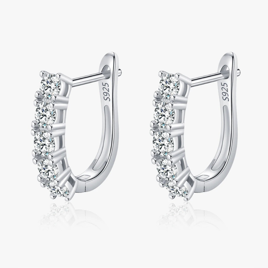 Elegant D Color Moissanite U-Shape Earrings – 925 Sterling Silver