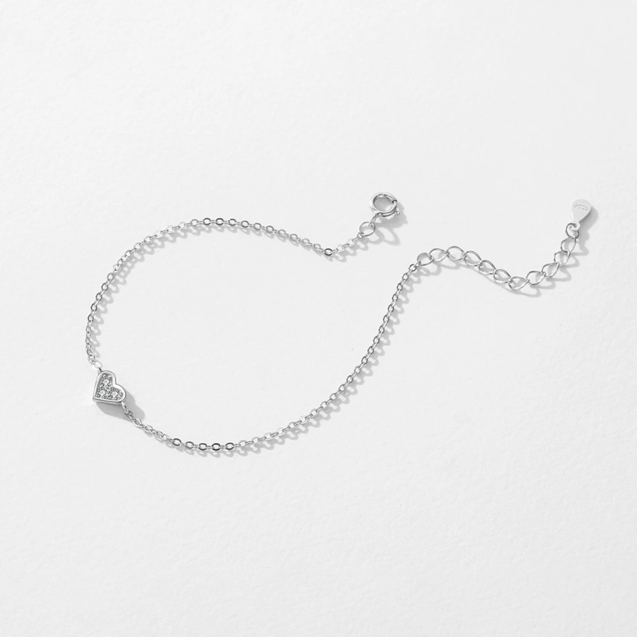 Elegant Heart Crystal Bracelet – 925 Sterling Silver