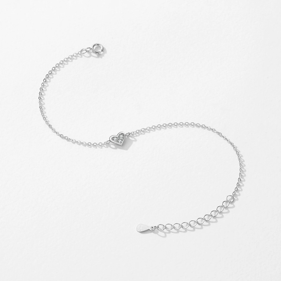 Elegant Heart Crystal Bracelet – 925 Sterling Silver
