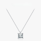 Elegant Square CZ Necklace – Platinum Plated 925 Sterling Silver Fine Jewelry