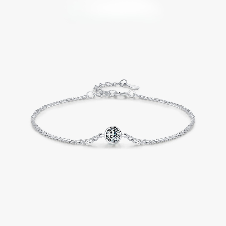 Minimal Bezel Moissanite Bracelet – 0.25CT 925 Sterling Silver