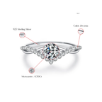 Elegant Crown Moissanite Engagement Ring – D Color 925 Sterling Silver
