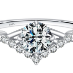 Elegant Crown Moissanite Engagement Ring – D Color 925 Sterling Silver