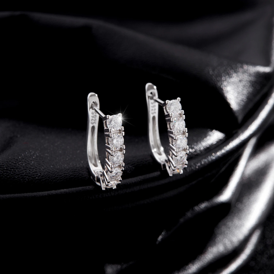 Elegant D Color Moissanite U-Shape Earrings – 925 Sterling Silver