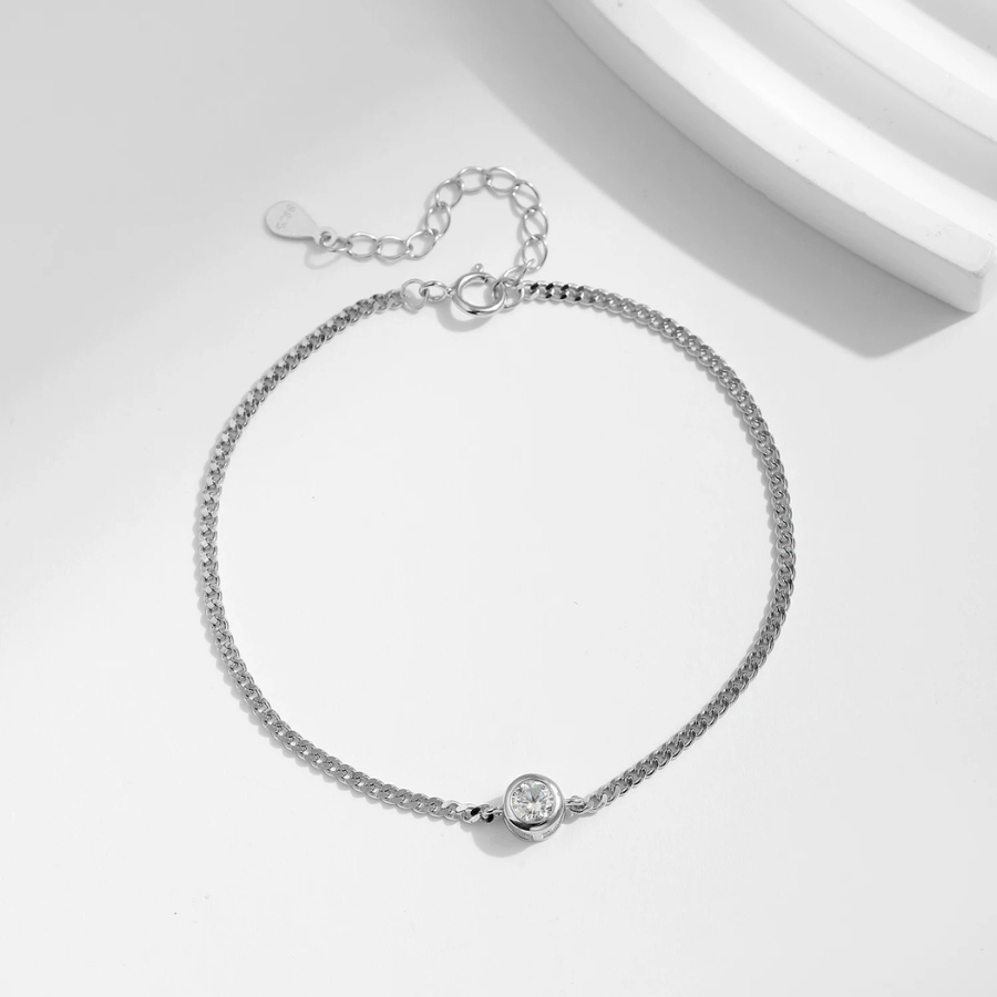Minimal Bezel Moissanite Bracelet – 0.25CT 925 Sterling Silver