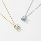 Elegant Square CZ Necklace – Platinum Plated 925 Sterling Silver Fine Jewelry