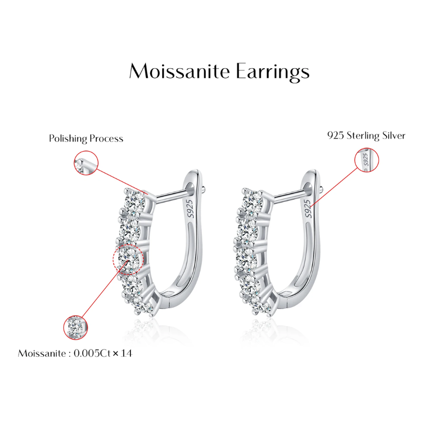 Elegant D Color Moissanite U-Shape Earrings – 925 Sterling Silver