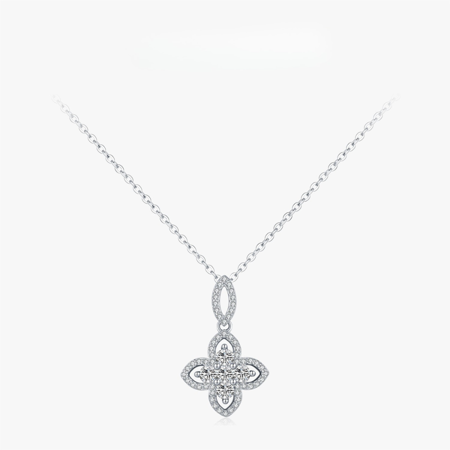 Lucky Four Leaf Clover CZ Necklace – Elegant 925 Sterling Silver Jewelry