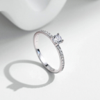 D Color Square Moissanite Ring – 925 Sterling Silver