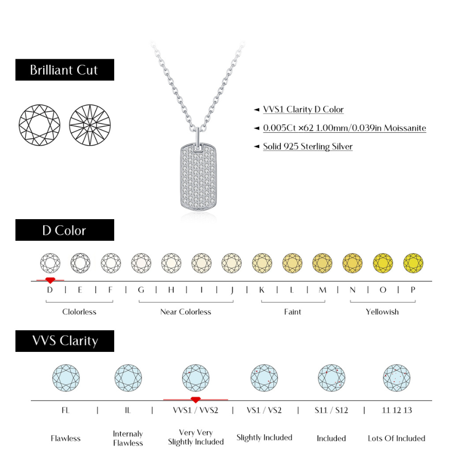 Trendy Rectangle Moissanite Necklace – D Color 925 Sterling Silver Jewelry