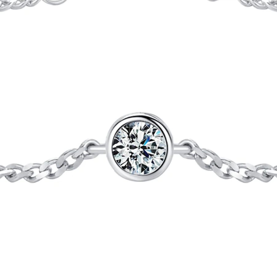 Minimal Bezel Moissanite Bracelet – 0.25CT 925 Sterling Silver