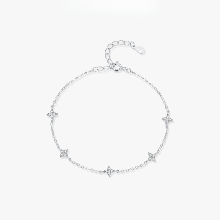Dainty Mini Flower CZ Bracelet – 925 Sterling Silver