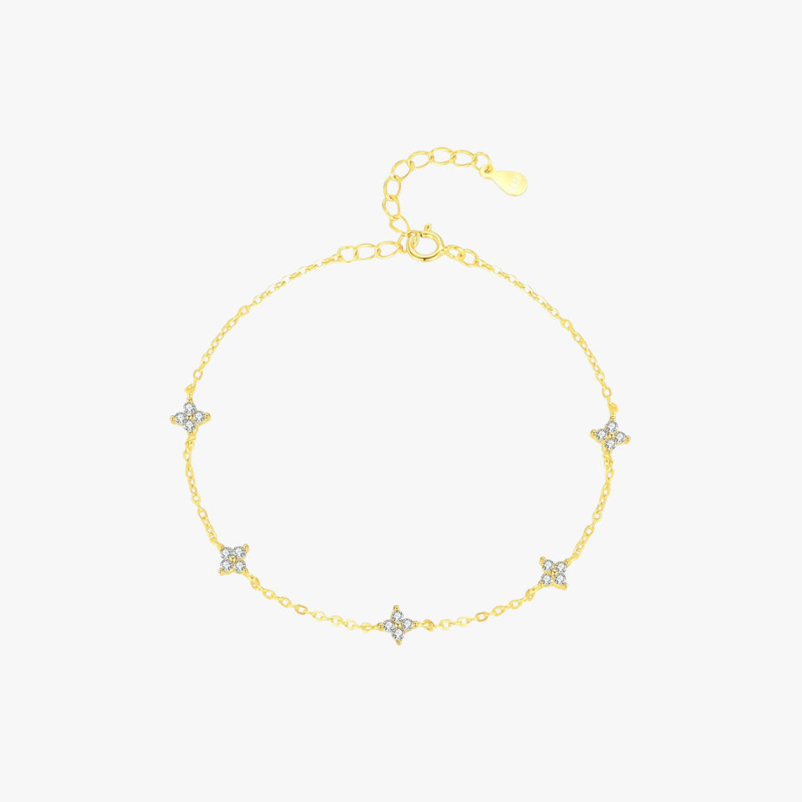 Dainty Mini Flower CZ Bracelet – 925 Sterling Silver
