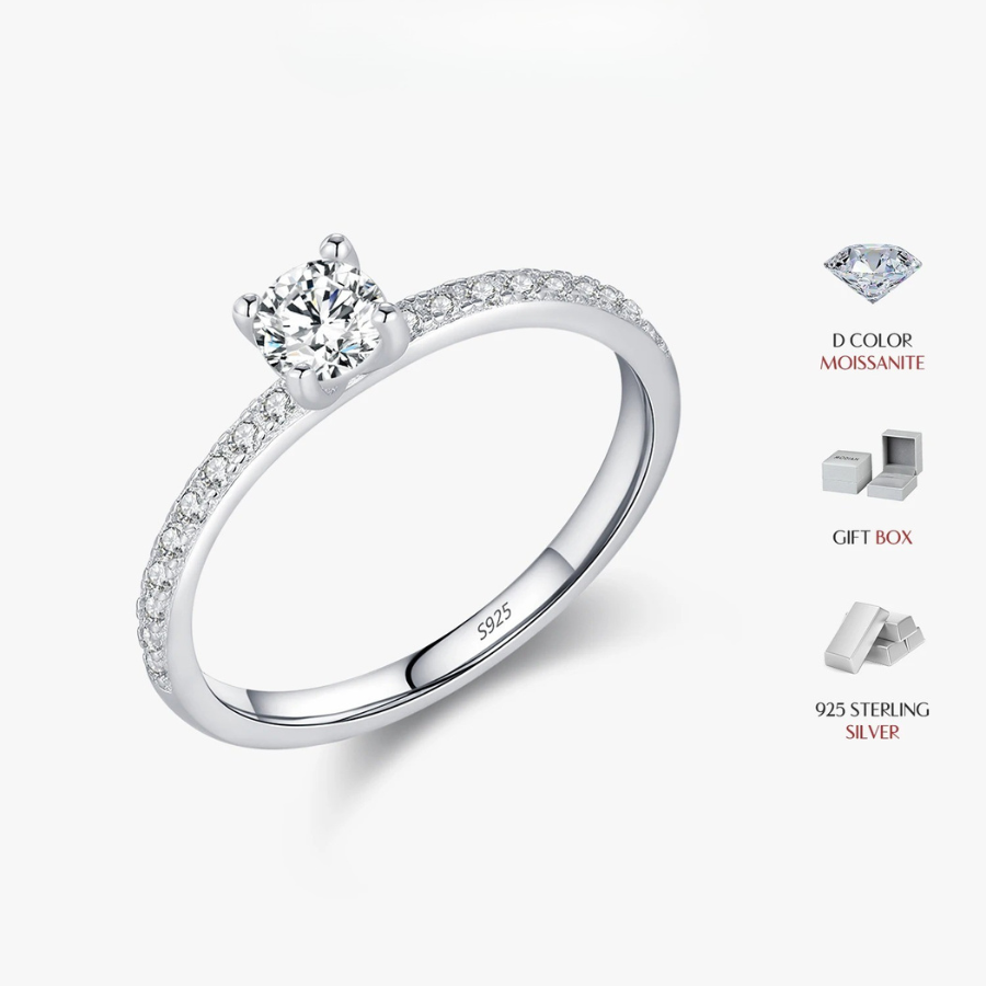D Color Square Moissanite Ring – 925 Sterling Silver