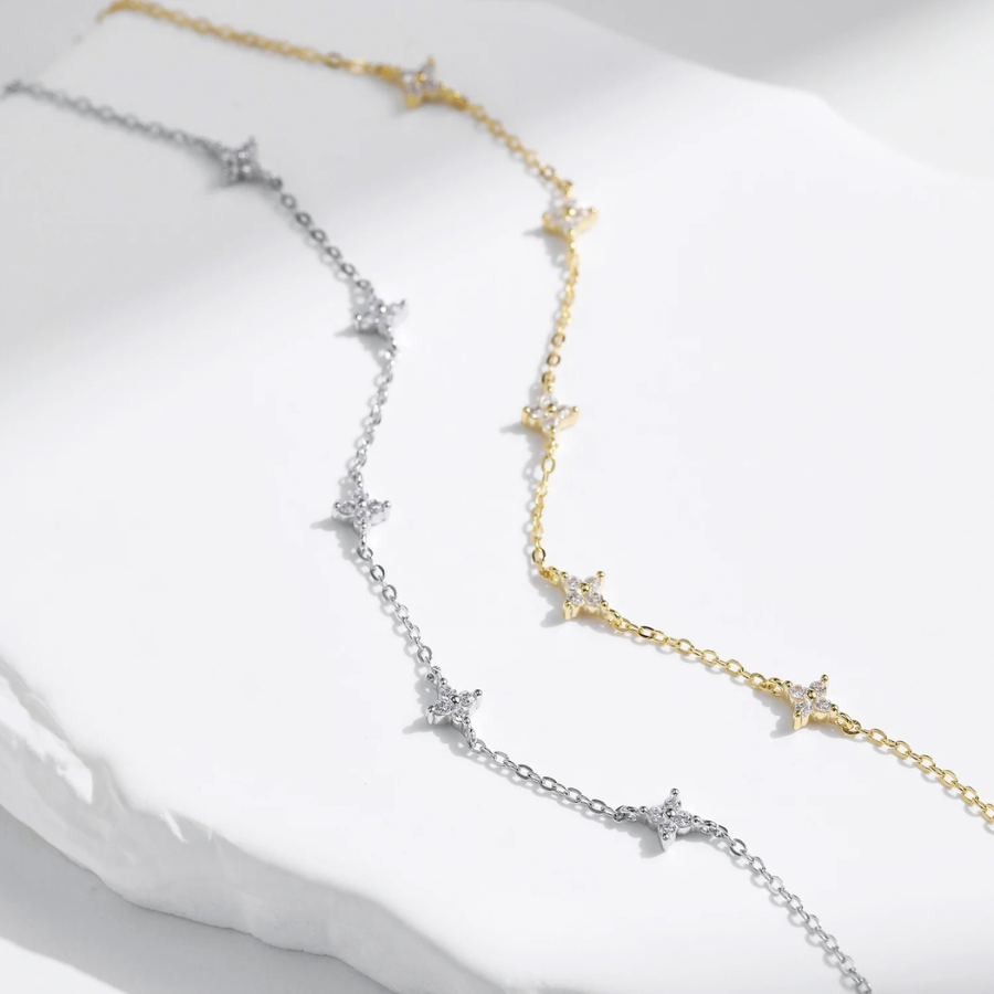 Dainty Mini Flower CZ Bracelet – 925 Sterling Silver