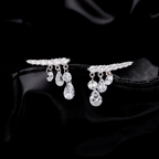 Geometric Water Drop CZ Stud Earrings – 925 Sterling Silver