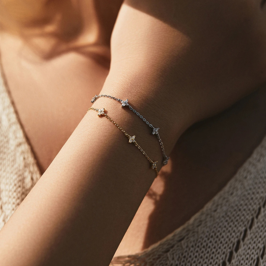 Dainty Mini Flower CZ Bracelet – 925 Sterling Silver
