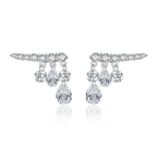 Geometric Water Drop CZ Stud Earrings – 925 Sterling Silver