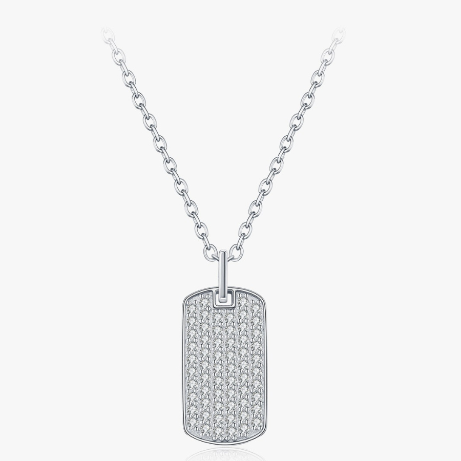 Trendy Rectangle Moissanite Necklace – D Color 925 Sterling Silver Jewelry
