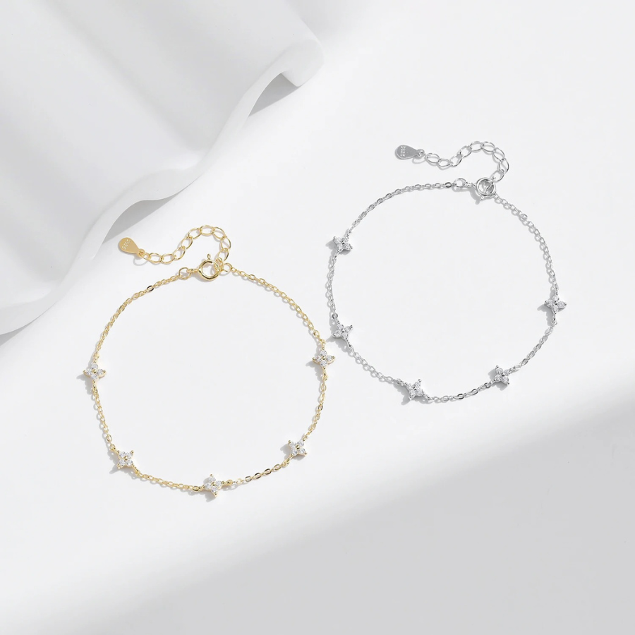 Dainty Mini Flower CZ Bracelet – 925 Sterling Silver